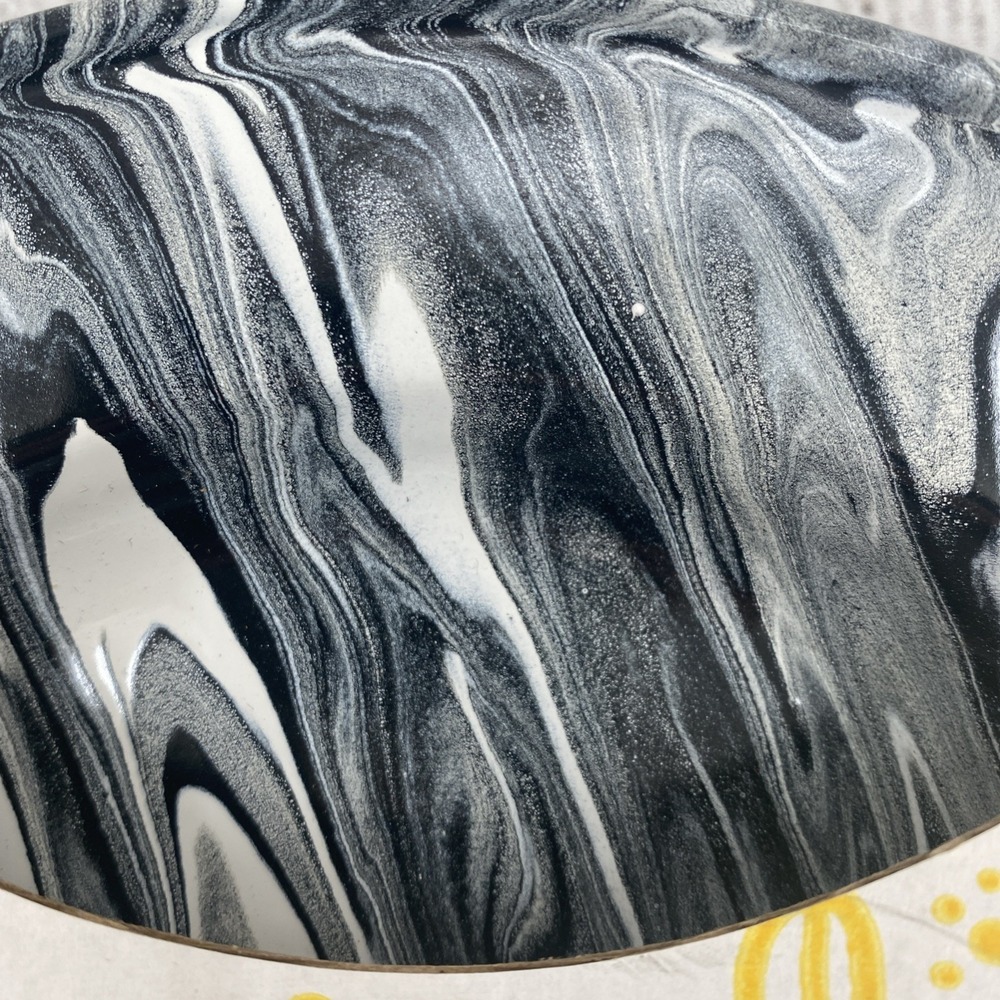 Artesano Enamelware Dinner Plates (Set of 2) Black Swirl Made In Colombia 10" - Picture 3 of 12